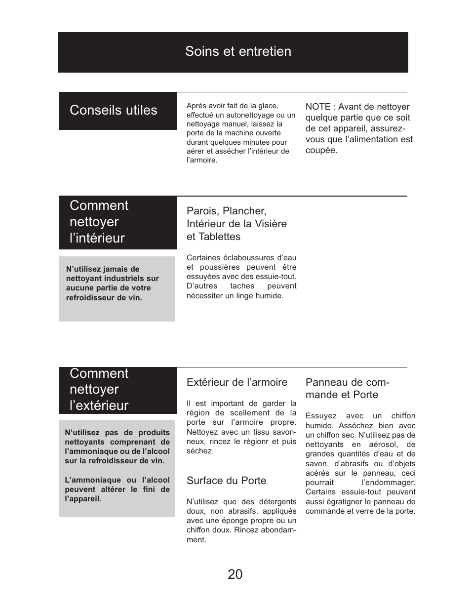 20 conseils utiles | Danby DWC2727BLS User Manual | Page 21 / 34