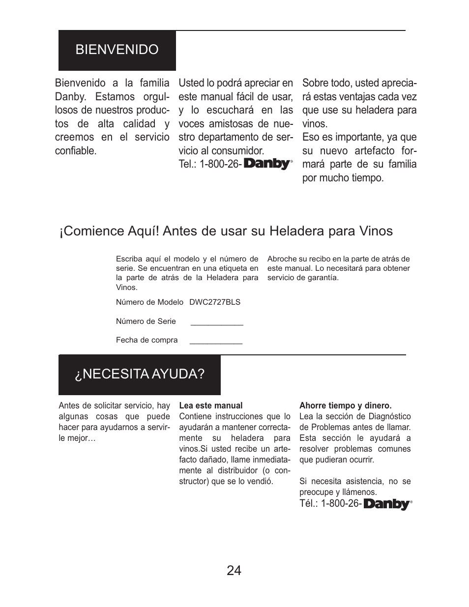 24 bienvenido ¿necesita ayuda | Danby DWC2727BLS User Manual | Page 25 / 34