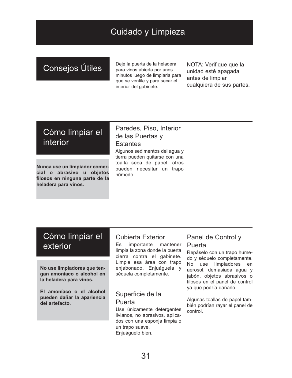 31 consejos útiles | Danby DWC2727BLS User Manual | Page 32 / 34