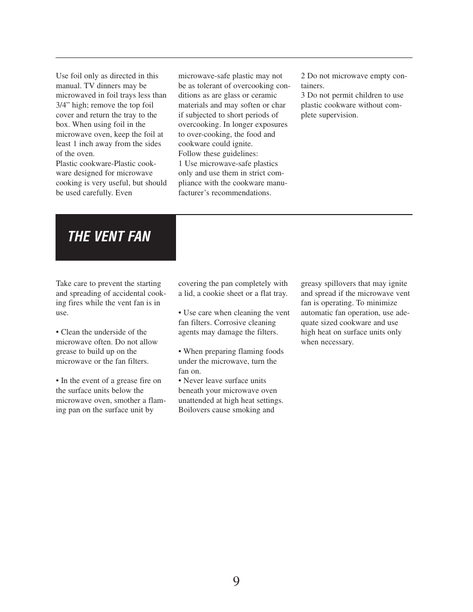 9the vent fan | Danby DMW162BL-OTR User Manual | Page 10 / 39