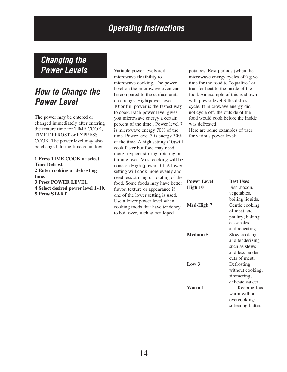 How to change the power level | Danby DMW162BL-OTR User Manual | Page 15 / 39