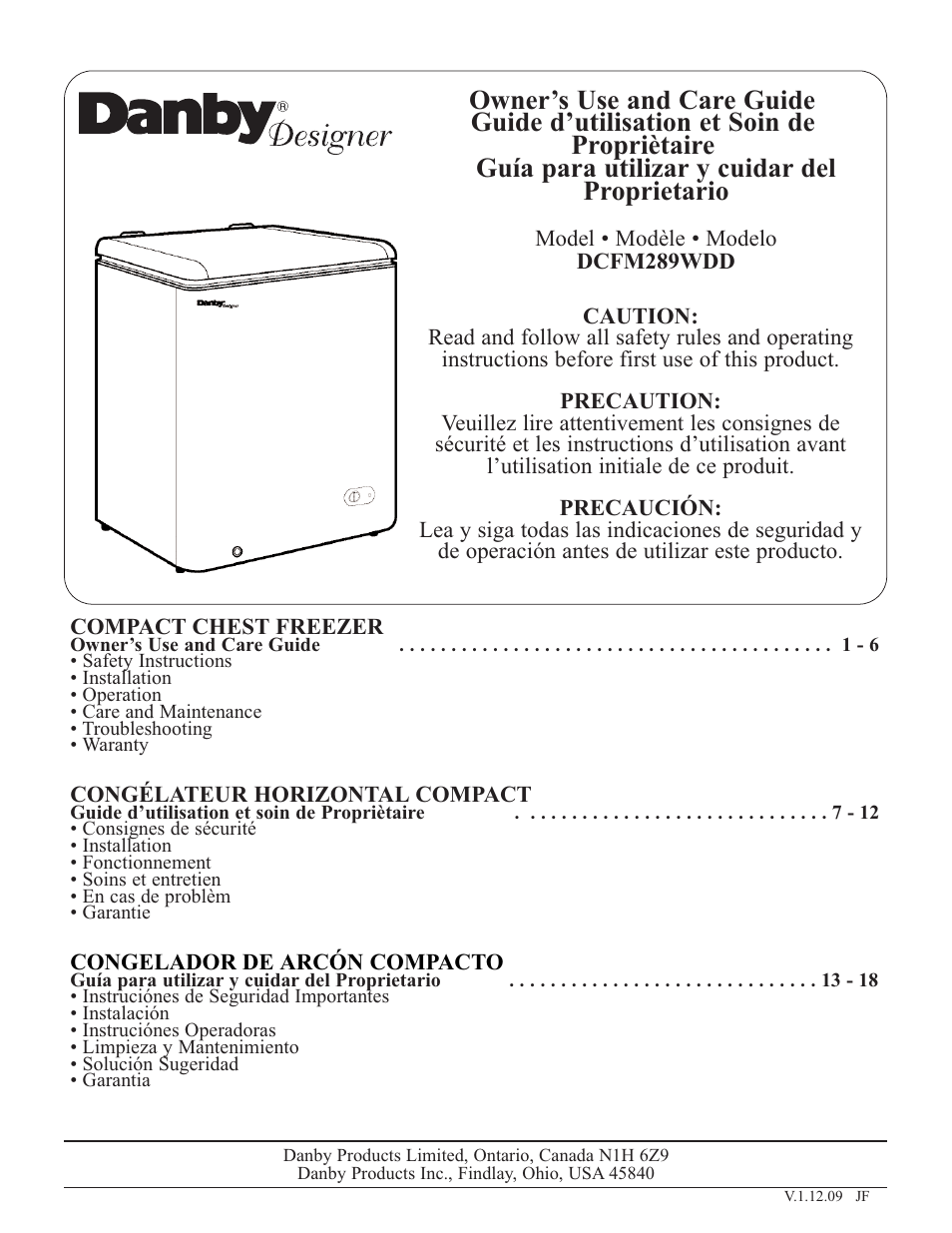 Danby DCFM289WDD User Manual | 18 pages