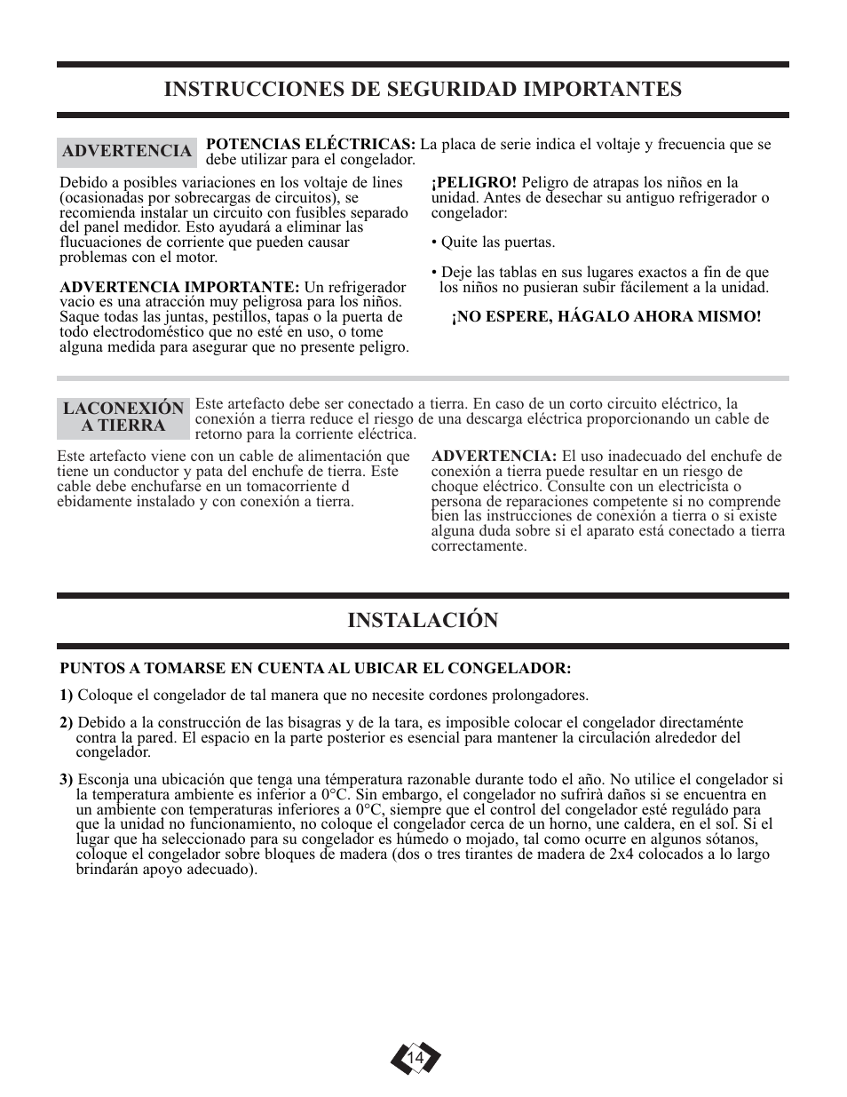 Instrucciones de seguridad importantes, Instalación | Danby DCFM289WDD User Manual | Page 13 / 18