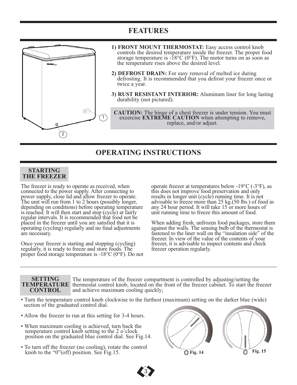 Features, Operating instructions | Danby DCFM289WDD User Manual | Page 4 / 18