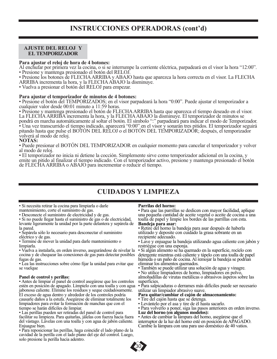 Instrucciones operadoras (cont’d), Cuidados y limpieza | Danby DR399BLSGLP User Manual | Page 20 / 35