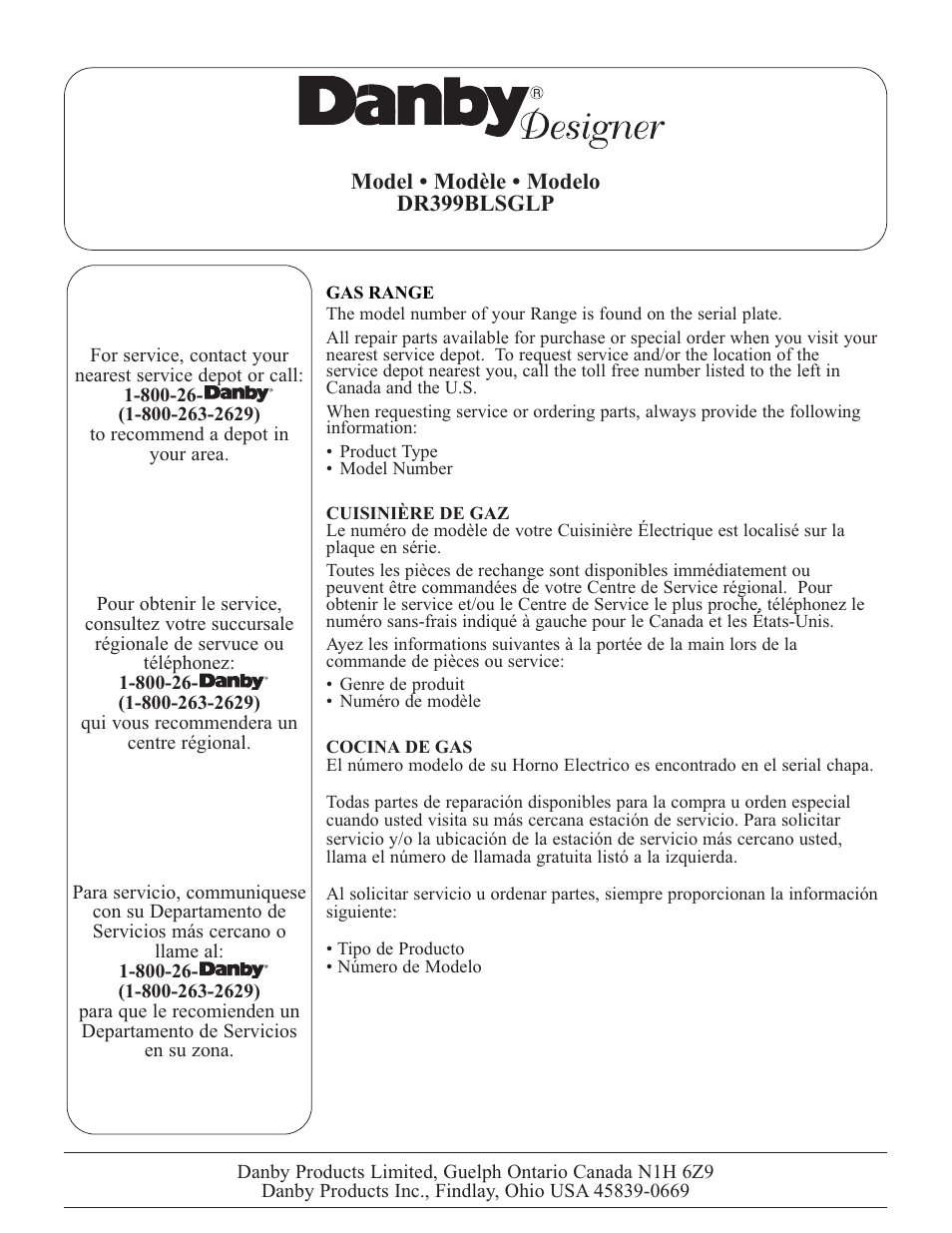 Danby DR399BLSGLP User Manual | Page 35 / 35