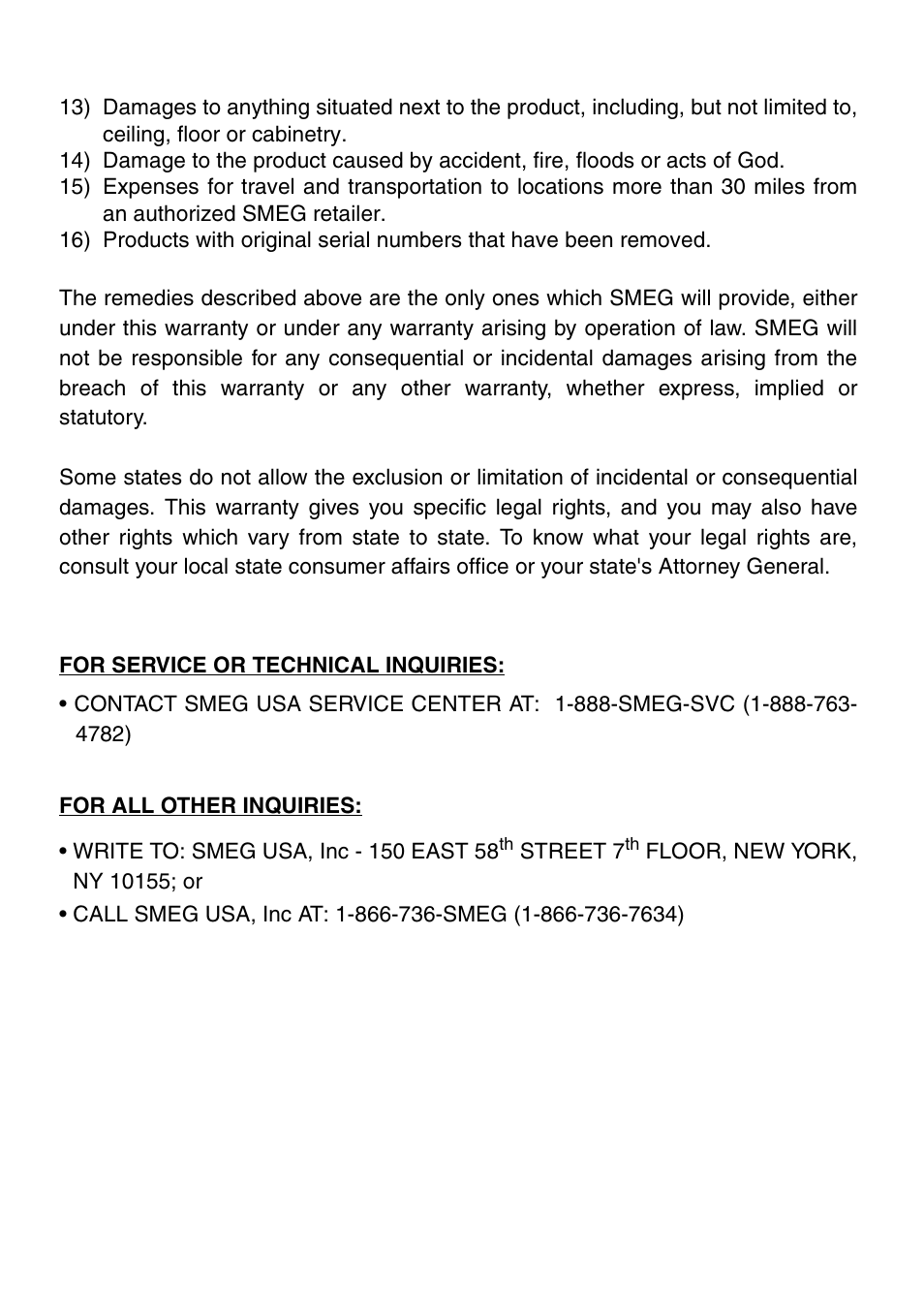 Smeg Classic Design 36 Inch Gas Cooktop Warranty User Manual | Page 4 / 8