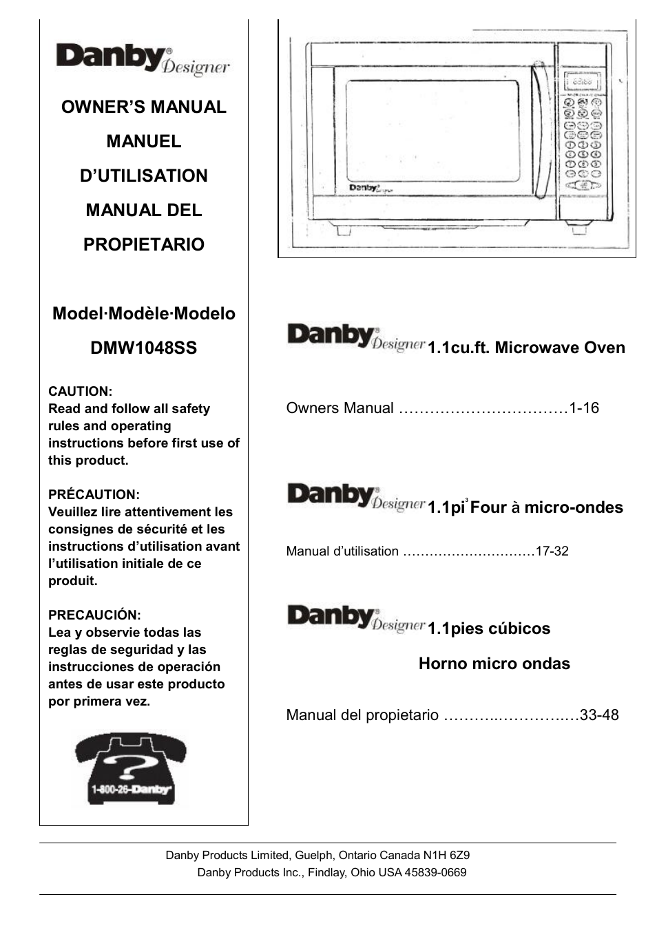 Danby DMW1048SS User Manual | 49 pages