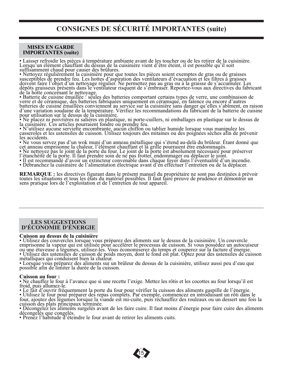Consignes de sécurité importantes (suite) | Danby DER2009W User Manual | Page 15 / 32