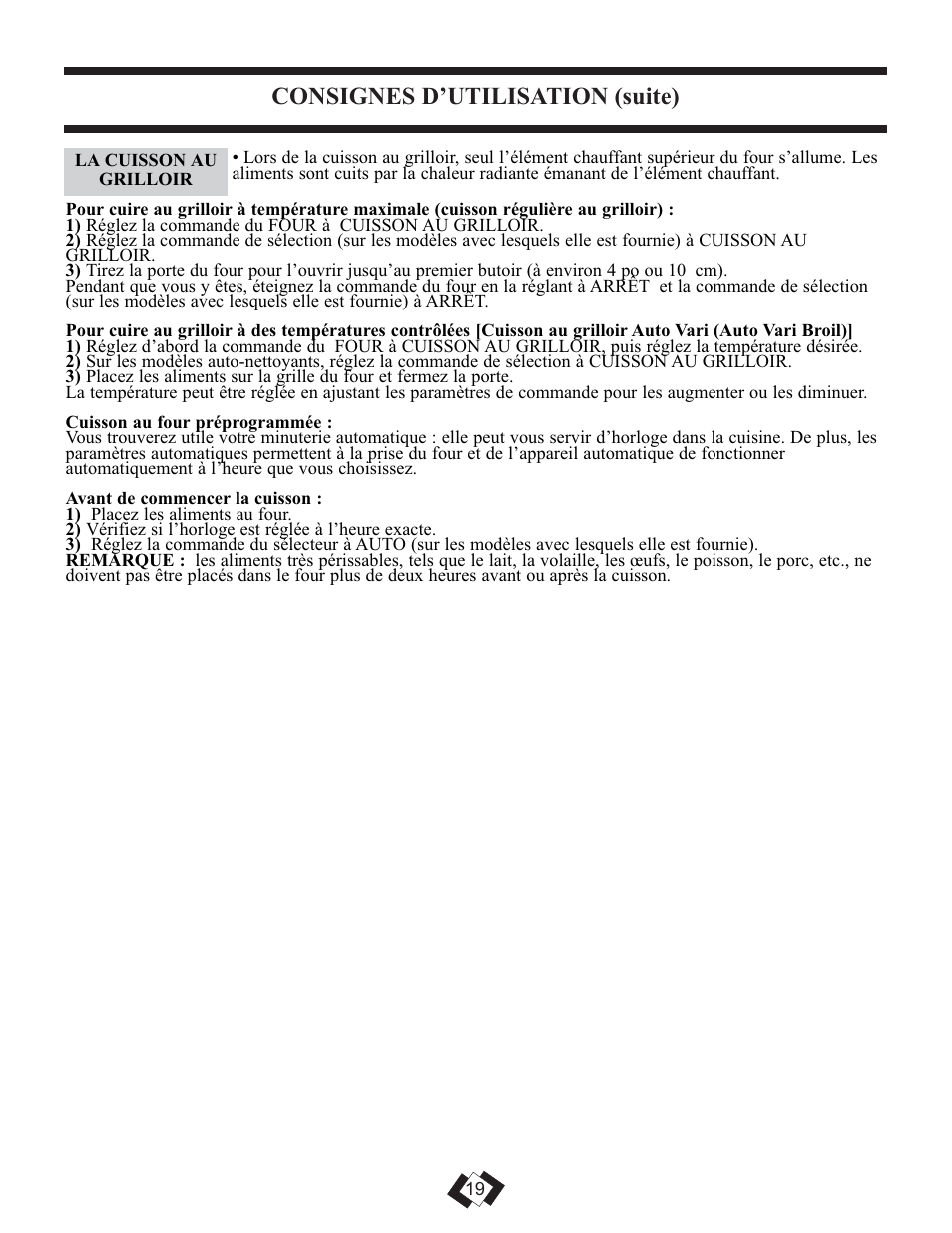 Consignes d’utilisation (suite) | Danby DER2009W User Manual | Page 19 / 32