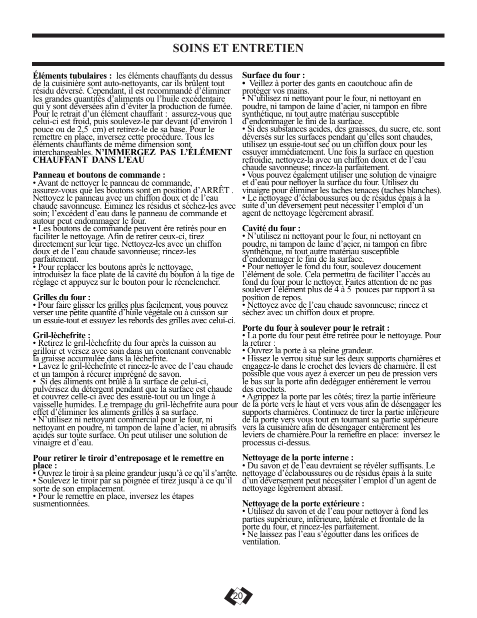 Soins et entretien | Danby DER2009W User Manual | Page 20 / 32