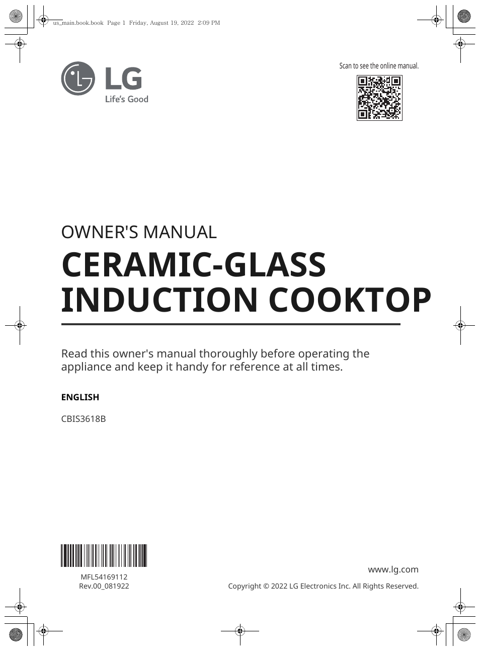 LG Studio 36 Inch Induction Cooktop Owners Guide User Manual | 148 pages