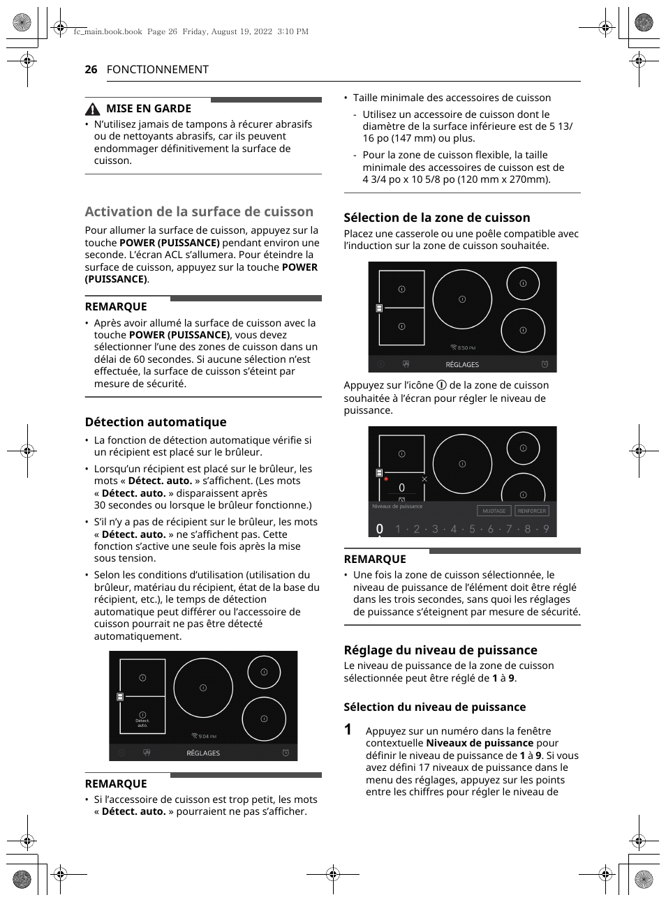 Activation de la surface de cuisson | LG Studio 36 Inch Induction Cooktop Owners Guide User Manual | Page 124 / 148