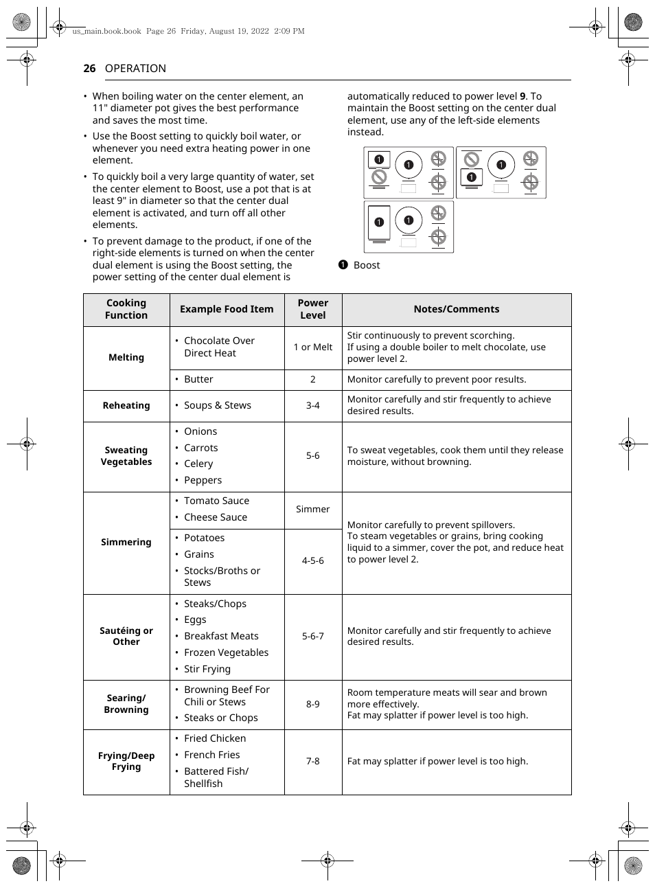 26 operation | LG Studio 36 Inch Induction Cooktop Owners Guide User Manual | Page 26 / 148