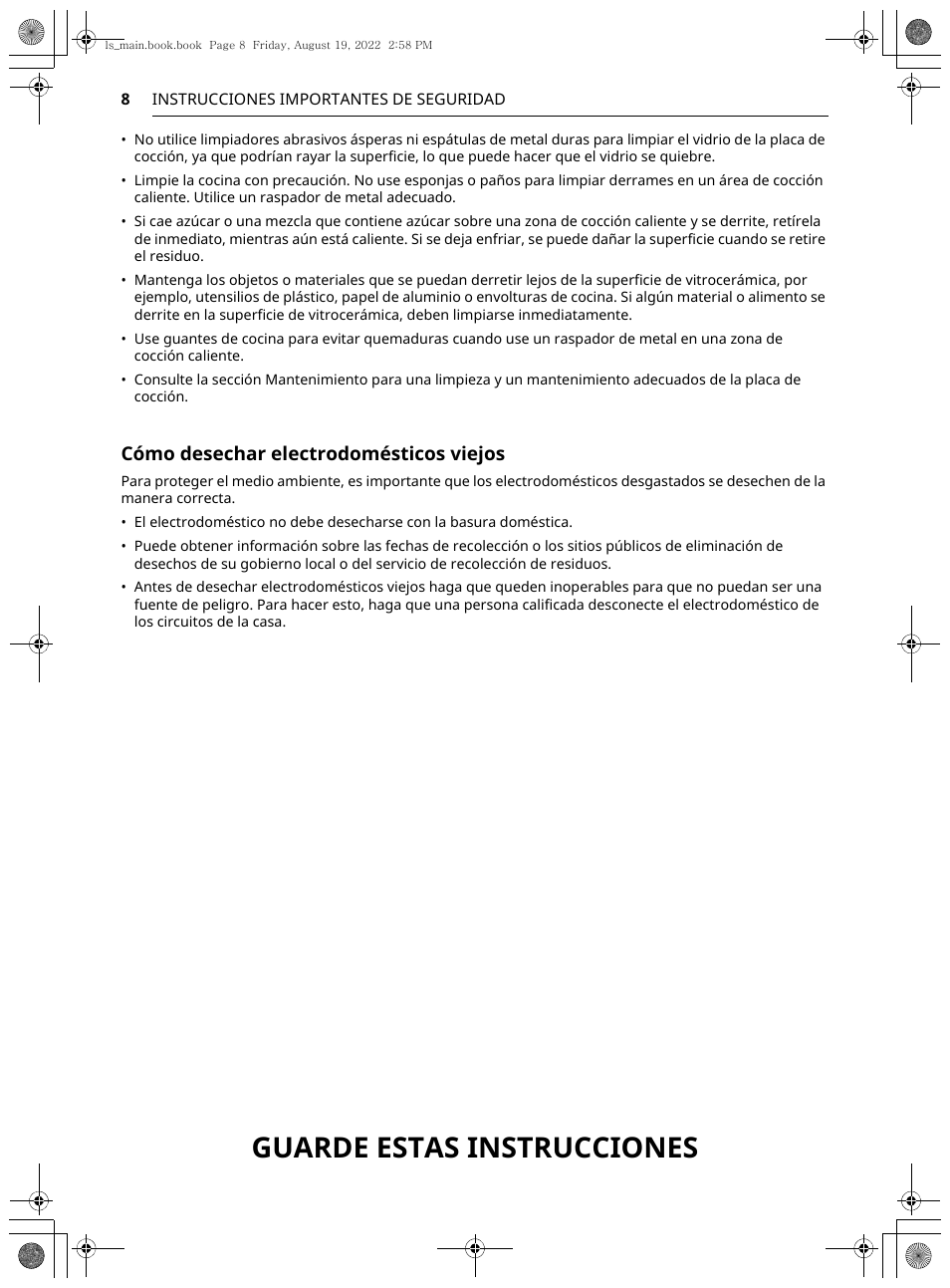 Guarde estas instrucciones, Cómo desechar electrodomésticos viejos | LG Studio 36 Inch Induction Cooktop Owners Guide User Manual | Page 56 / 148