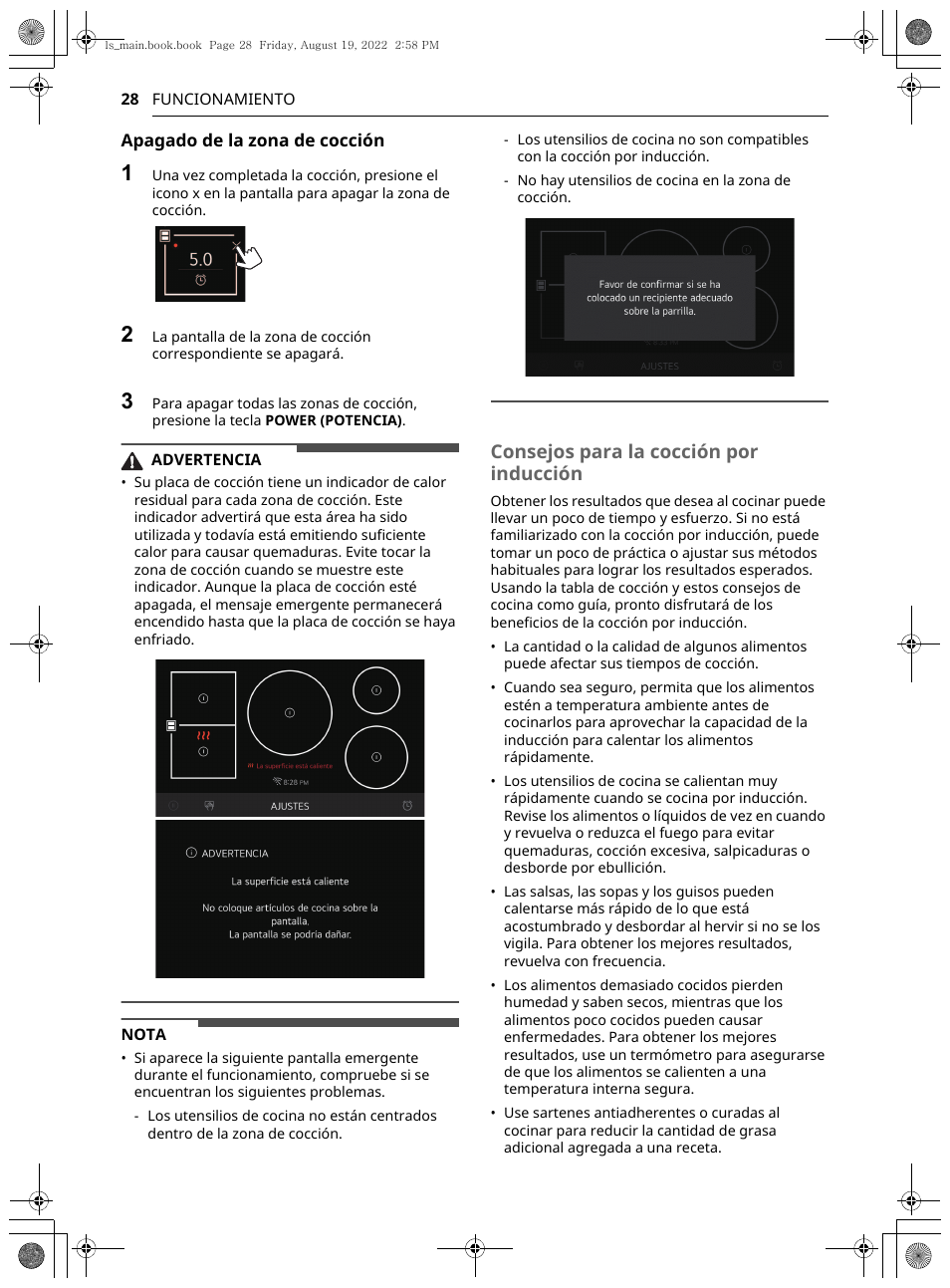 Consejos para la cocción por inducción | LG Studio 36 Inch Induction Cooktop Owners Guide User Manual | Page 76 / 148