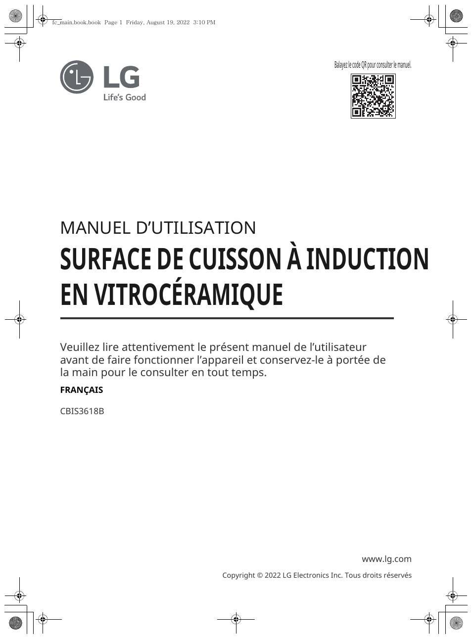 Surface de cuisson à induction en vitrocéramique, Manuel d’utilisation | LG Studio 36 Inch Induction Cooktop Owners Guide User Manual | Page 99 / 148