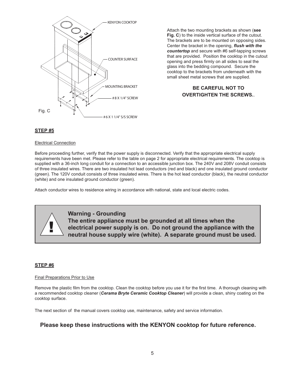 Kenyon Mediterranean Series 24 Inch Electric Cooktop Owners Manual User Manual | Page 8 / 36