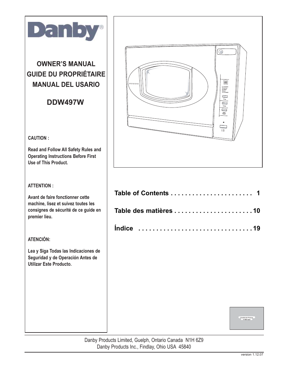 Danby DDW497W User Manual | 9 pages