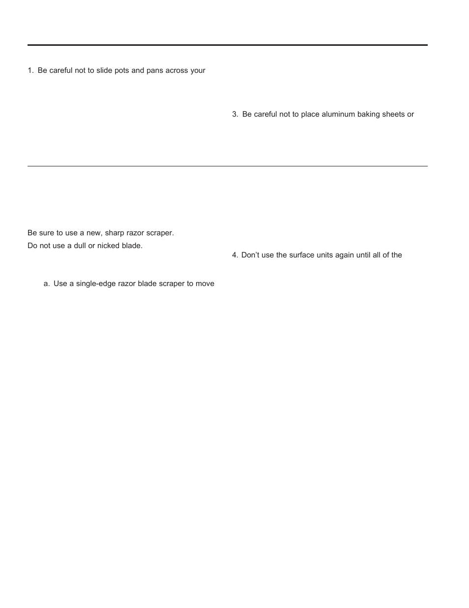 Care and cleaning: cleaning the glass cookto, Pcleaning the glass cooktop (cont.) | GE Profile 30 Inch Electric Cooktop Owners Guide User Manual | Page 13 / 58
