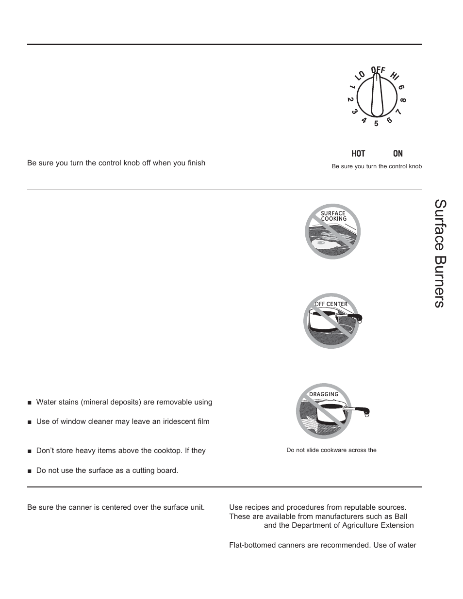 Radiant surface units, Home canning tips, About the radiant surface units | GE Profile 30 Inch Electric Cooktop Owners Guide User Manual | Page 7 / 58