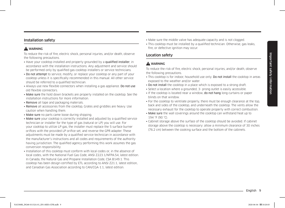 Samsung 36 Inch Gas Cooktop User Manual User Manual | Page 9 / 84