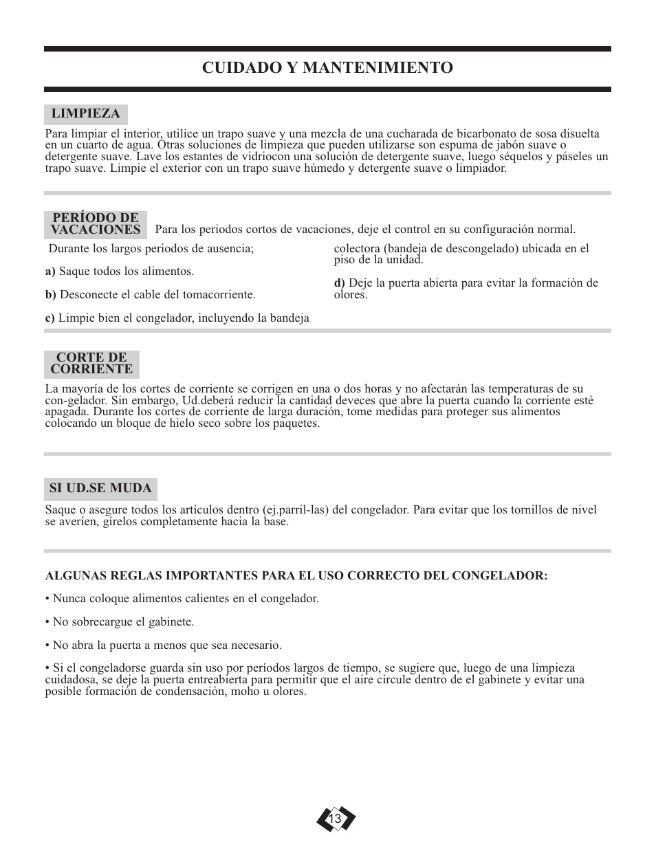 Cuidado y mantenimiento | Danby DUFM320WDD User Manual | Page 12 / 14