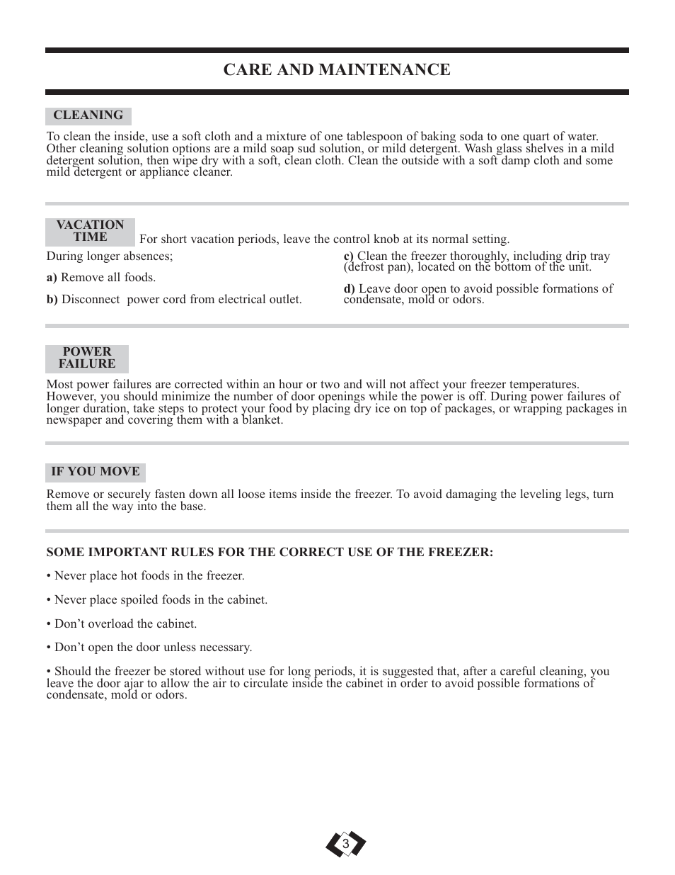 Care and maintenance | Danby DUFM320WDD User Manual | Page 4 / 14