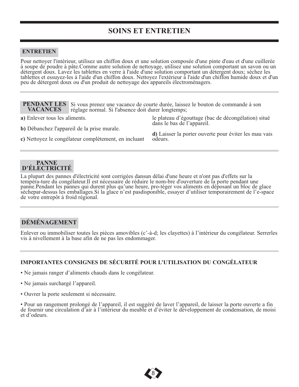 Soins et entretien | Danby DUFM320WDD User Manual | Page 8 / 14