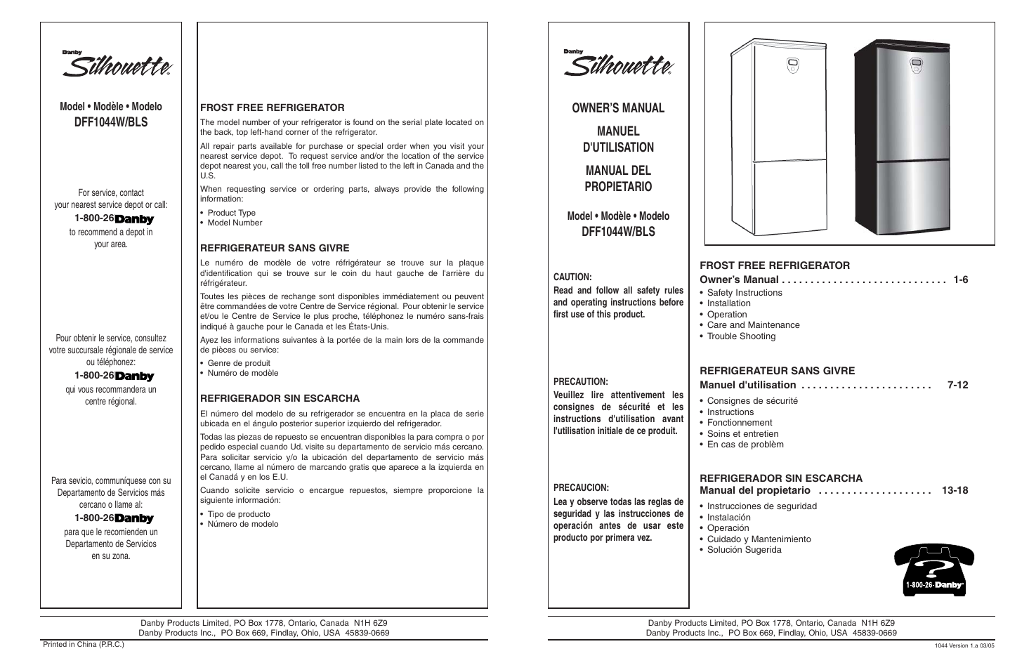 Danby DFF1044W/BLS User Manual | 12 pages