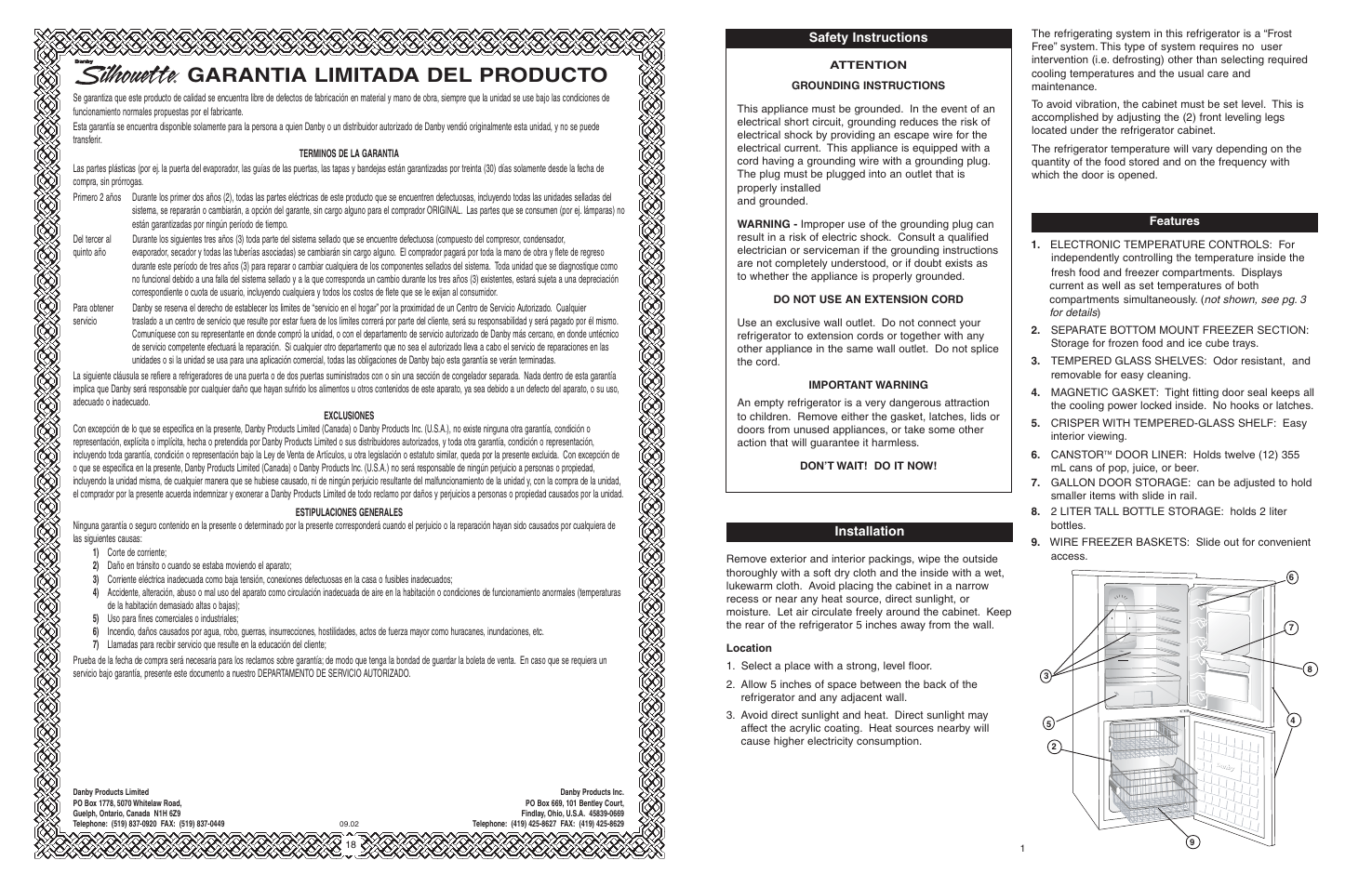 Garantia limitada del producto | Danby DFF1044W/BLS User Manual | Page 3 / 12