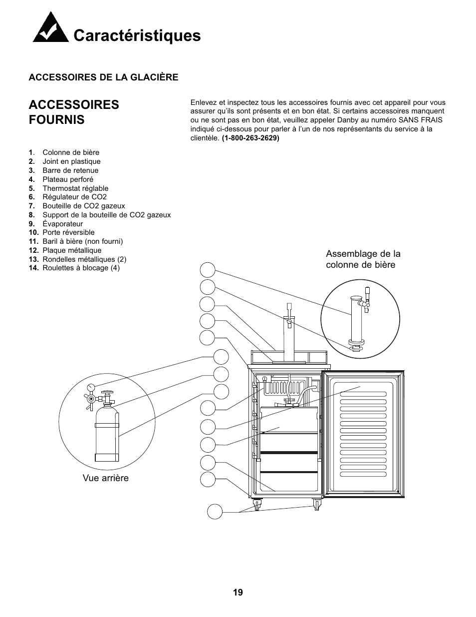 Caractéristiques, Accessoires fournis | Danby DKC146SLDB User Manual | Page 20 / 45