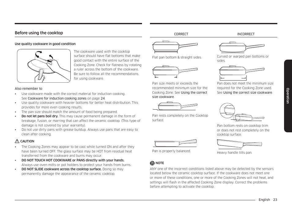 Before using the cooktop | Samsung 36 Inch Induction Cooktop Owners Guide User Manual | Page 23 / 110