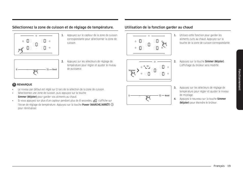 Utilisation de la fonction garder au chaud | Samsung 36 Inch Induction Cooktop Owners Guide User Manual | Page 91 / 110