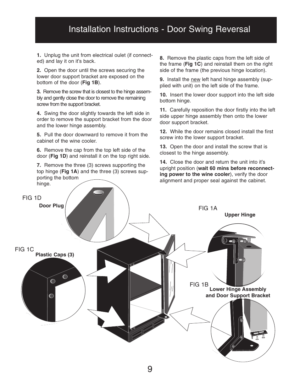 Installation instructions - door swing reversal | Danby DWC516BLS User Manual | Page 10 / 38