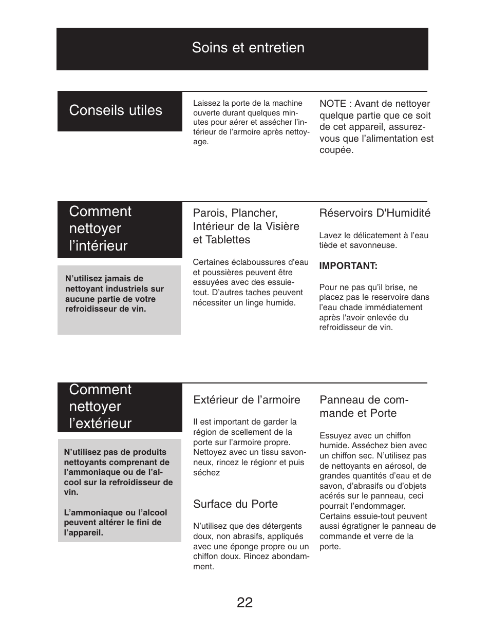 22 conseils utiles | Danby DWC516BLS User Manual | Page 23 / 38