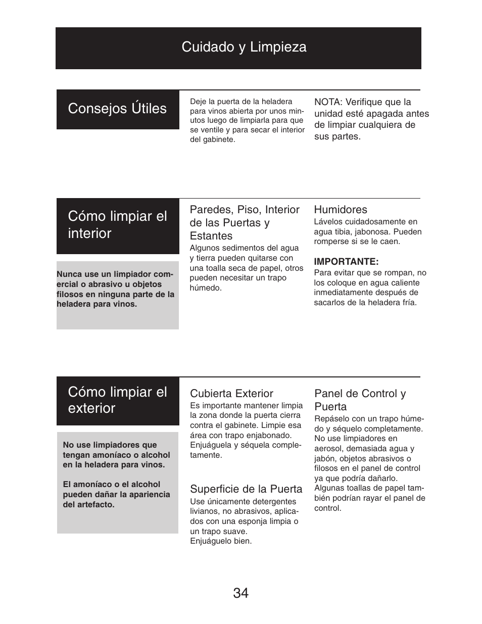 34 consejos útiles | Danby DWC516BLS User Manual | Page 35 / 38
