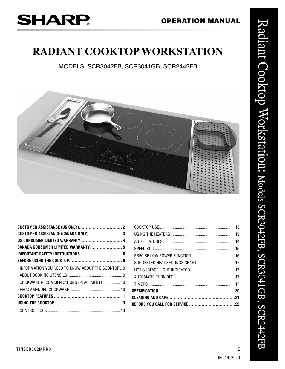 Sharp 24 Inch Drop-In Cooktop Owner Manual User Manual | 44 pages