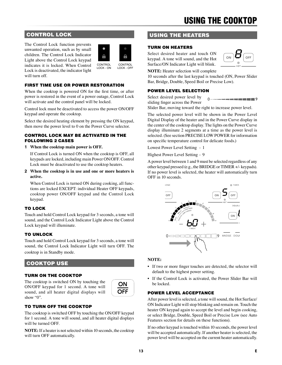 Using the cooktop | Sharp 24 Inch Drop-In Cooktop Owner Manual User Manual | Page 13 / 44