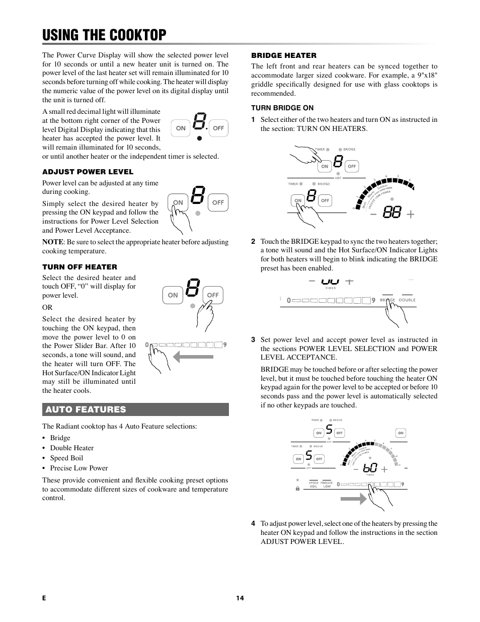 Using the cooktop | Sharp 24 Inch Drop-In Cooktop Owner Manual User Manual | Page 14 / 44