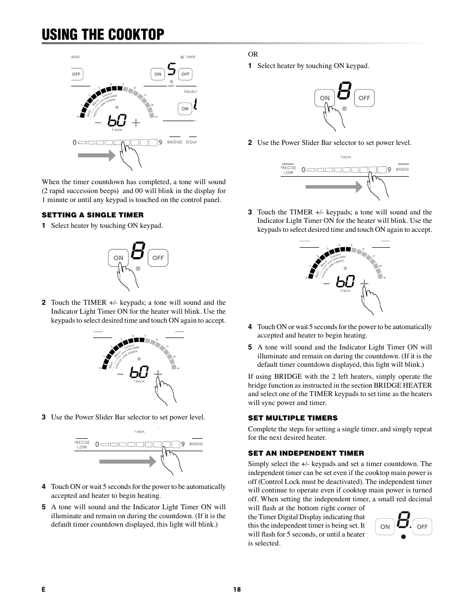 Using the cooktop | Sharp 24 Inch Drop-In Cooktop Owner Manual User Manual | Page 18 / 44