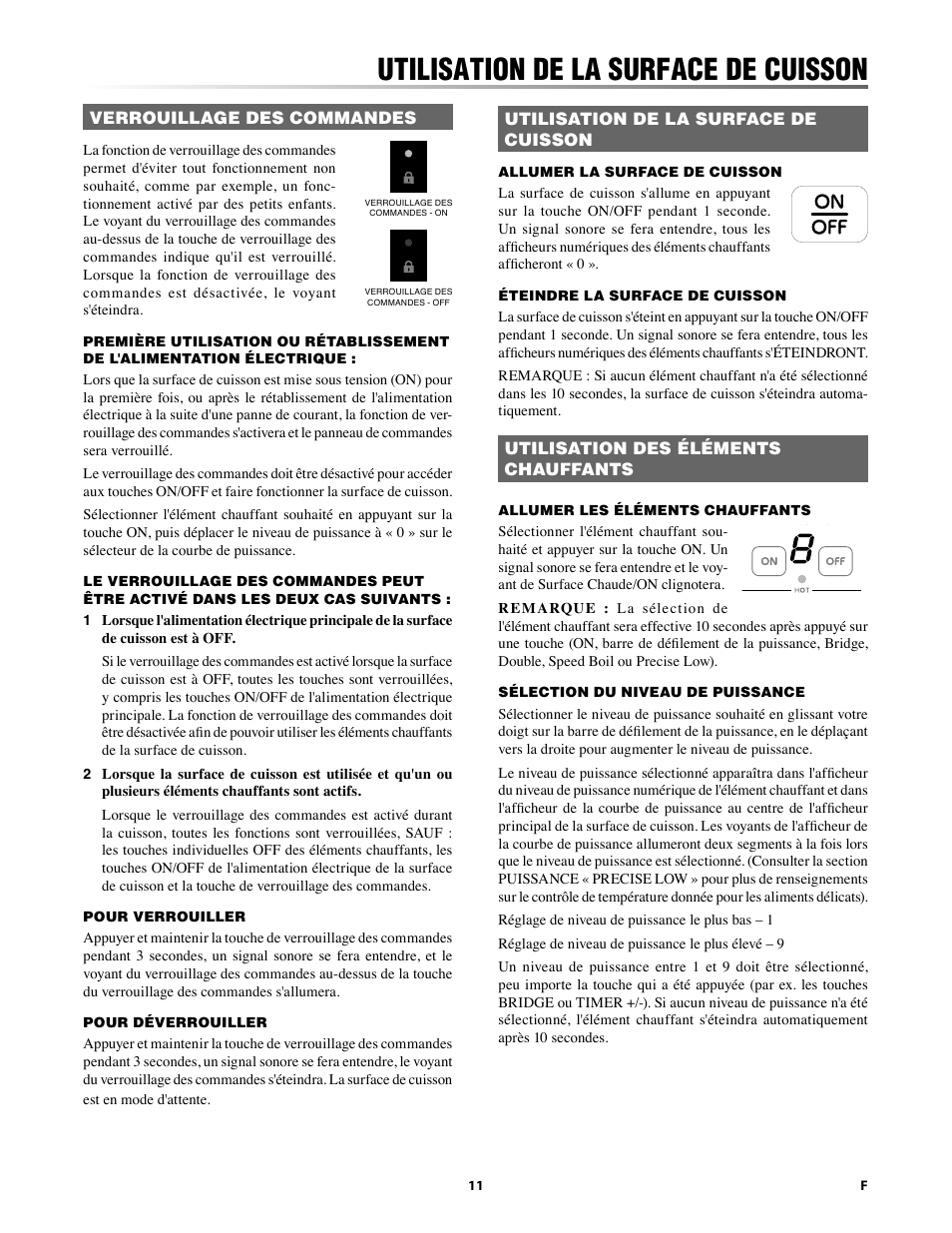 Utilisation de la surface de cuisson | Sharp 24 Inch Drop-In Cooktop Owner Manual User Manual | Page 33 / 44