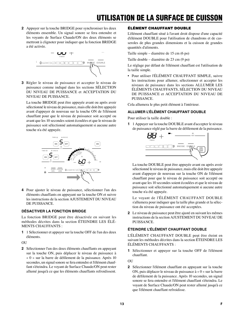 Utilisation de la surface de cuisson | Sharp 24 Inch Drop-In Cooktop Owner Manual User Manual | Page 35 / 44