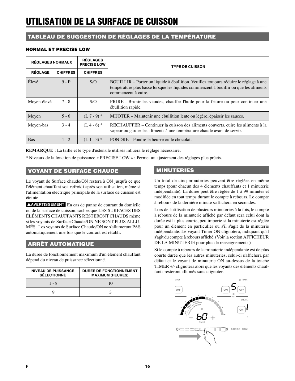 Utilisation de la surface de cuisson | Sharp 24 Inch Drop-In Cooktop Owner Manual User Manual | Page 38 / 44