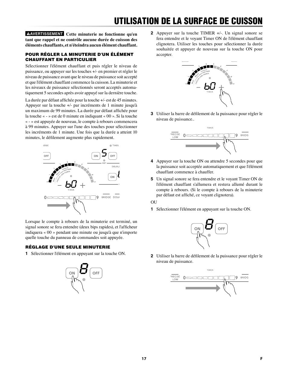 Utilisation de la surface de cuisson | Sharp 24 Inch Drop-In Cooktop Owner Manual User Manual | Page 39 / 44