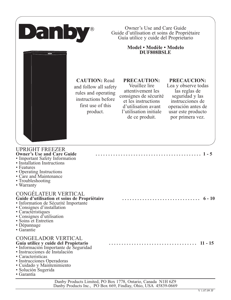 Danby DUF808BSLE User Manual | 14 pages