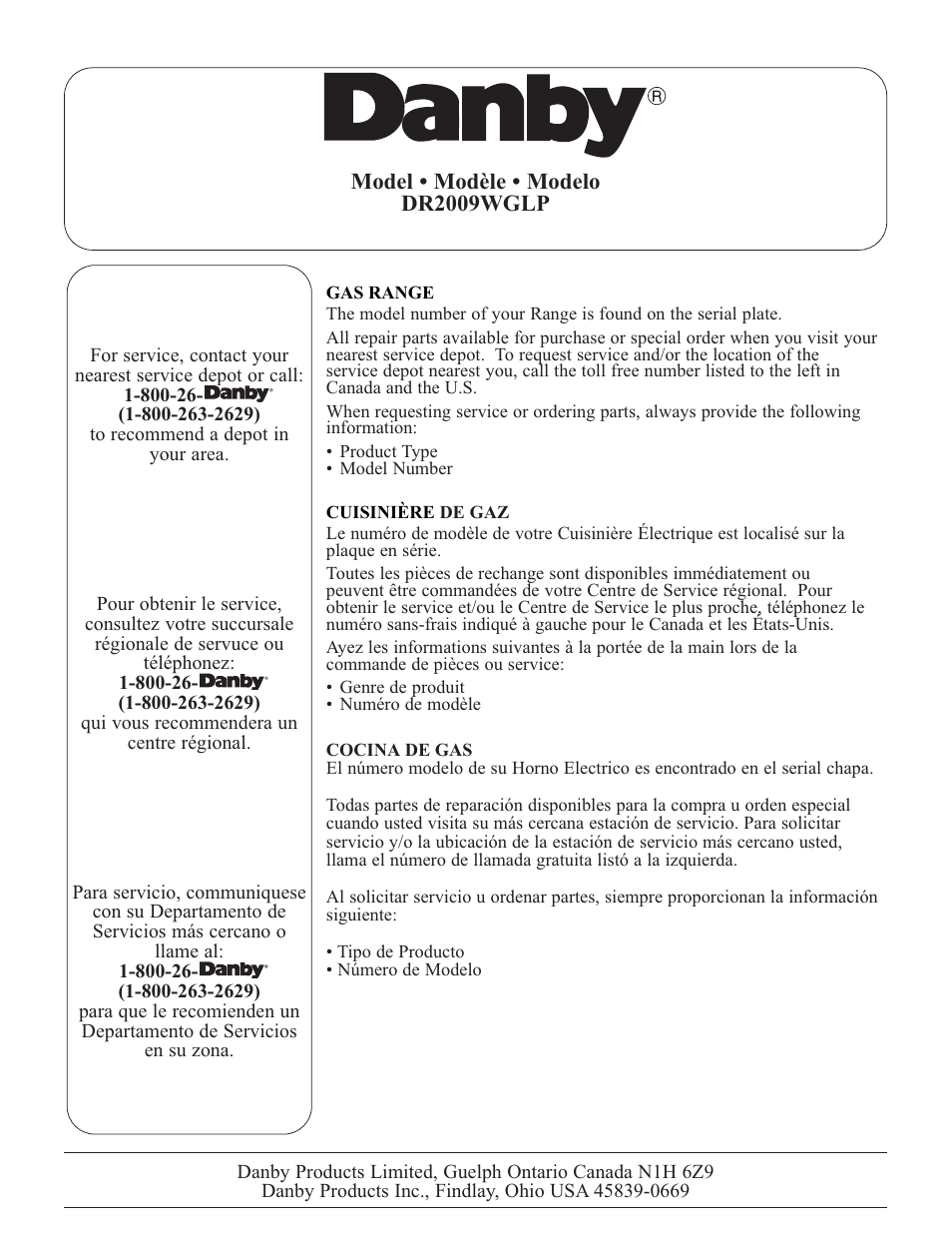 Danby DR2009WGLP User Manual | Page 35 / 35