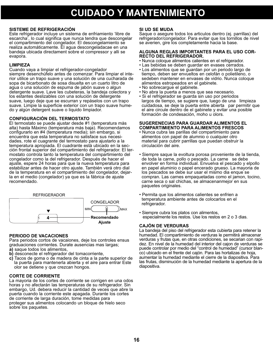 Cuidado y mantenimiento | Danby DFF311WDD User Manual | Page 18 / 21