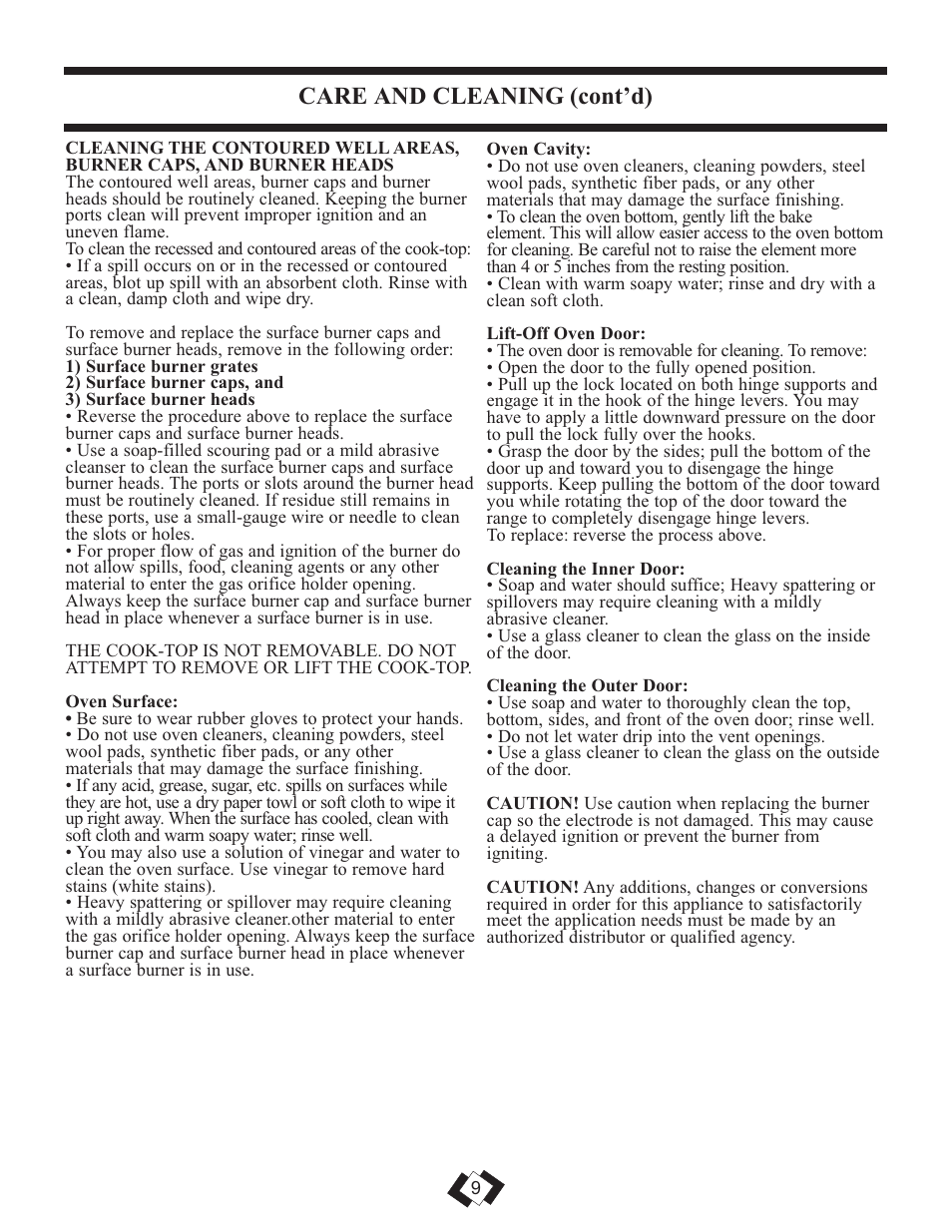 Care and cleaning (cont’d) | Danby DR299BLSGLP User Manual | Page 10 / 35
