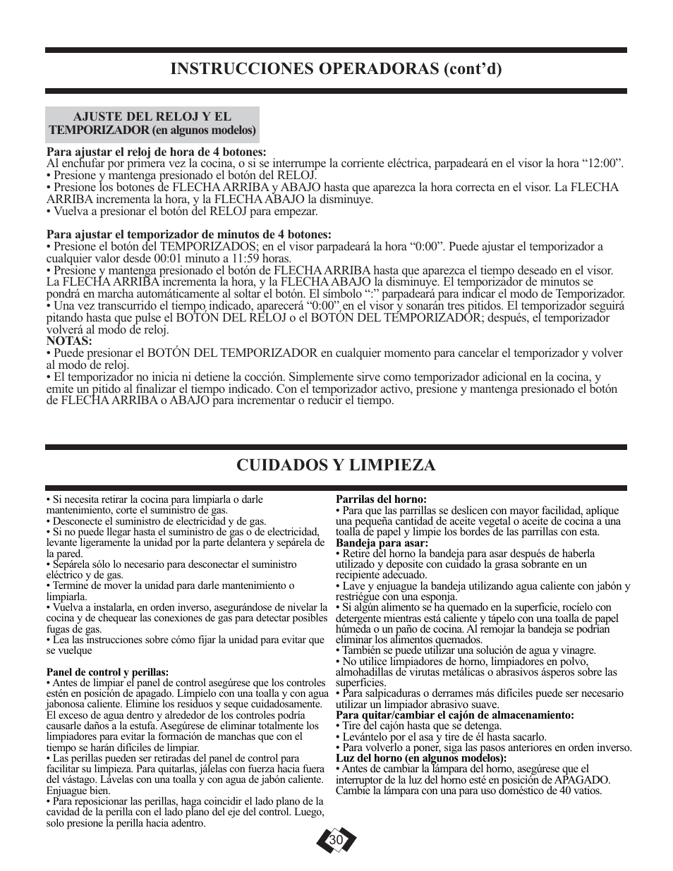 Instrucciones operadoras (cont’d), Cuidados y limpieza | Danby DR299BLSGLP User Manual | Page 20 / 35